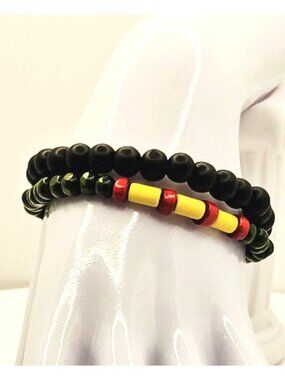 Rasta Beaded Bracelet Stack for Men & Women, Reggae Inspired Bracelet Set